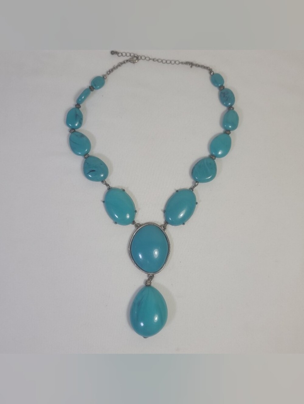Vintage Jewelry Fashion NRT Avon Faux Turquoise Dangle Pendant Necklace